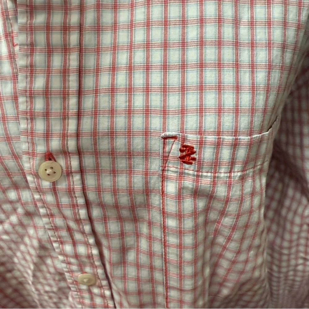 IZOD Red White Gingham Check Button Down Shirt XL 100% Cotton Classic Prep - Picture 2 of 8